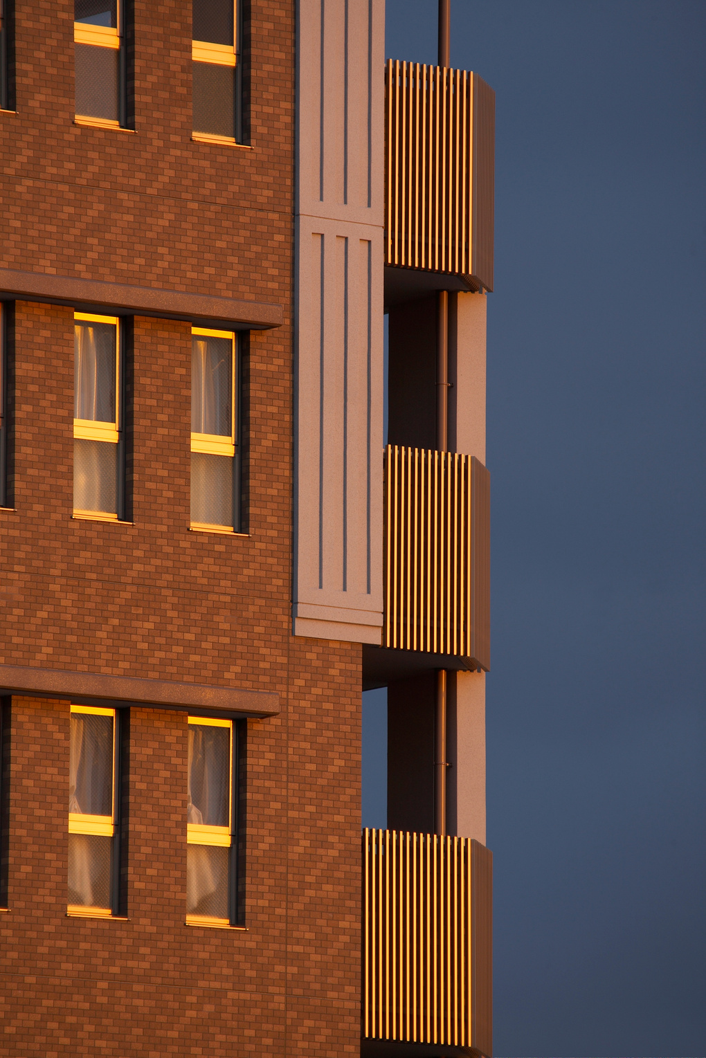The apartment building's wall
